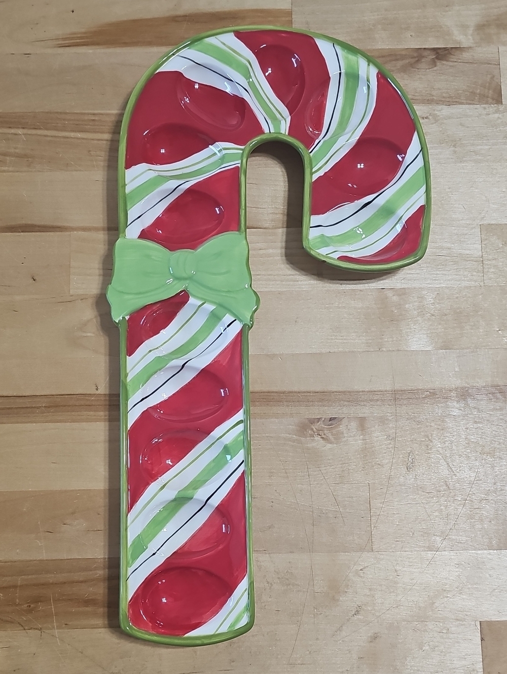 Christmas Ceramic Candy Cane Deviled Egg Plate